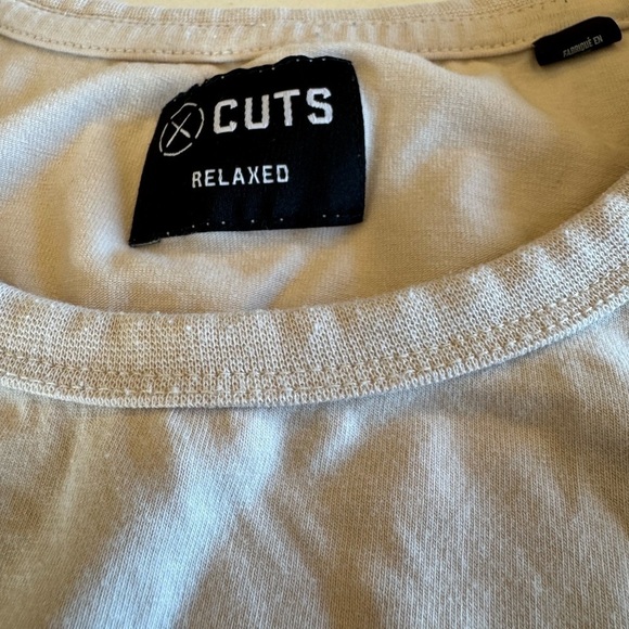 Men's CUTS Relaxed Short Sleeve Off-White Crew Neck Tee / Xlarge - Picture 3 of 8